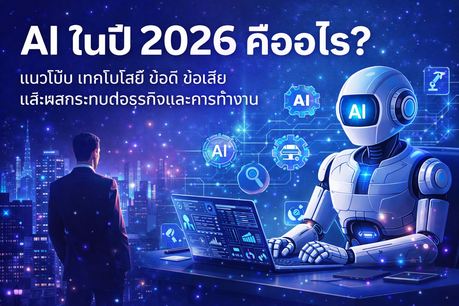 AI ในปี 2026 แนวโน้ม เทคโนโลยี ข้อดี ข้อเสีย และผลกระทบต่อธุรกิจและการทำงาน